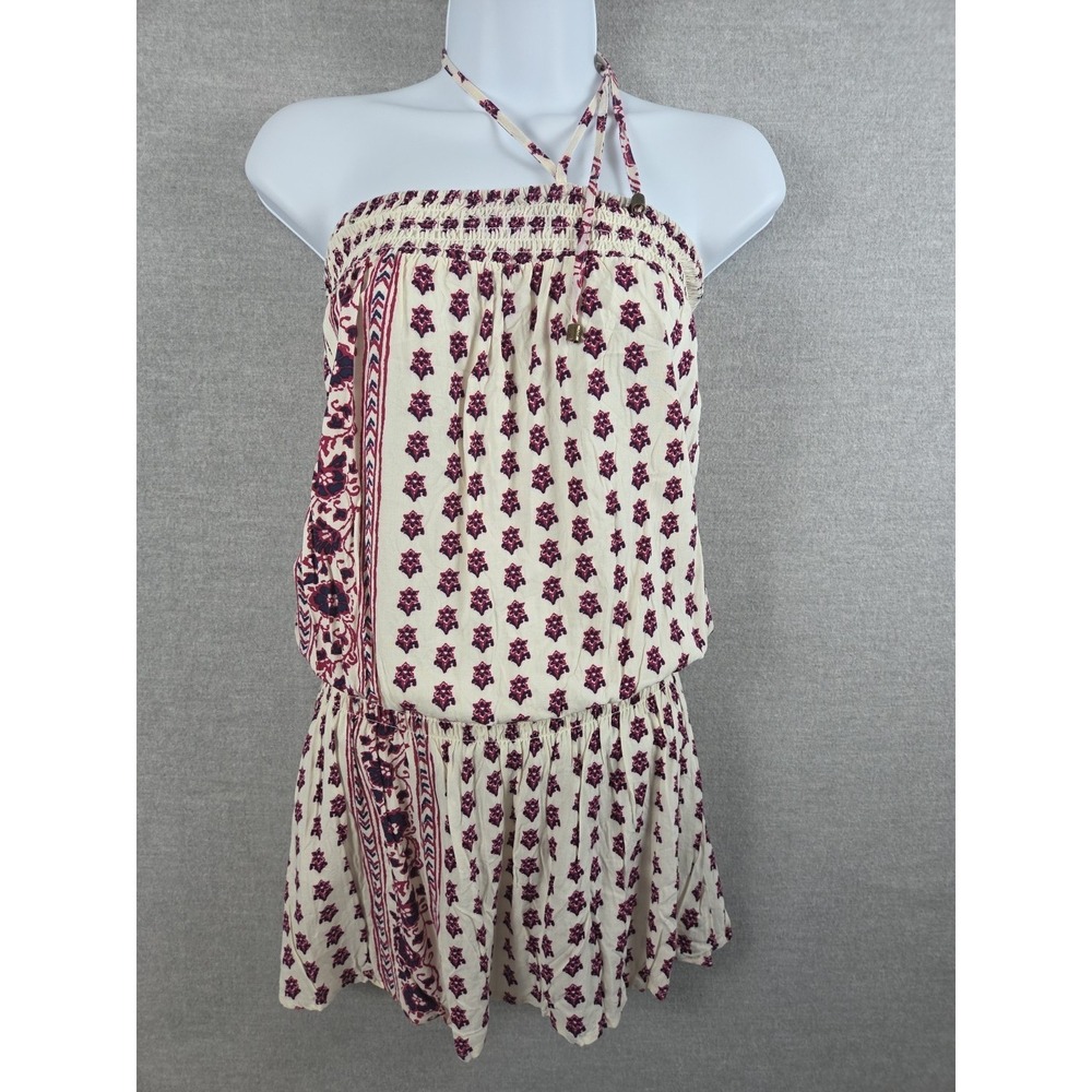 Forever 21 Vintage Floral Summer Mini Dress L Smocked Boho Festival Y2K NEW